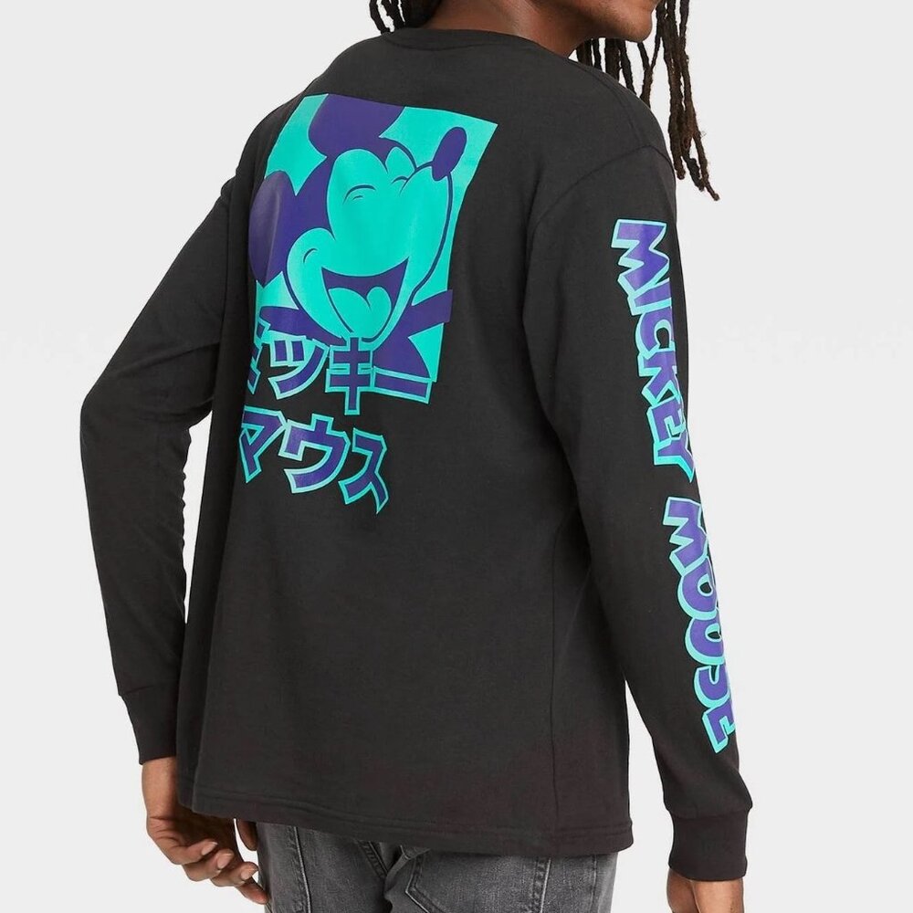 VINTAGE - Disney Mickey Mouse Large Black Long Sleeve Japanese Graphic Tee